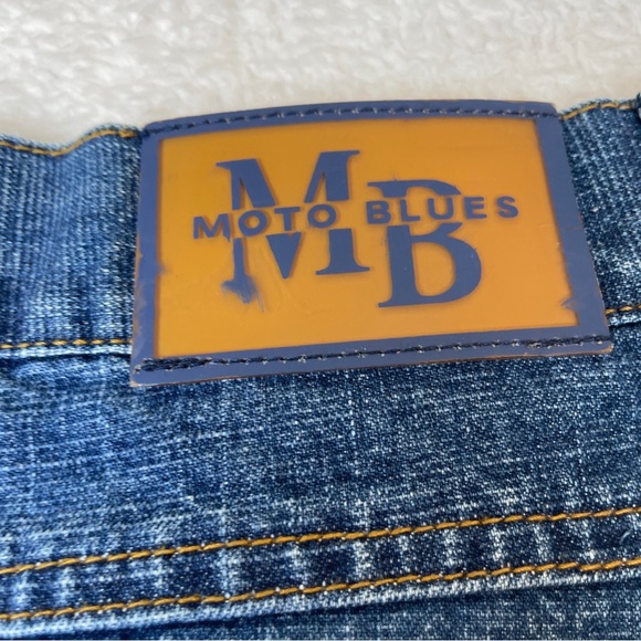 MOTO BLUES Jeans Skirt Split In Front RN 35320 Women's 13/14 Medium Wash Fringe - Picture 10 of 13